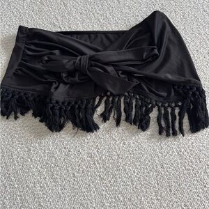 Black Fringe Wrap Top